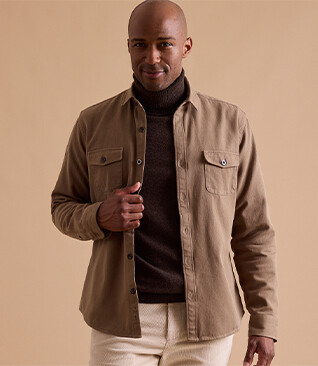 Surchemise en flanelle Camel - THÉODÉRIC