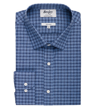 Chemise Flanelle coton Bleu chiné et navy - SYLVÉNIUS