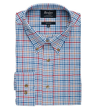 Chemise Bleu clair rouge et camel  - SHANTON