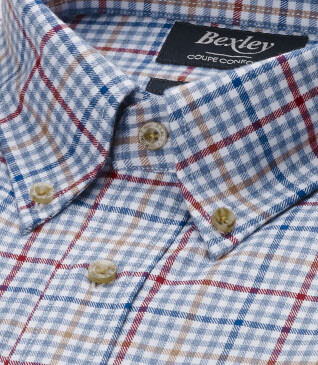 Chemise Bleu clair rouge et camel - SHANTON