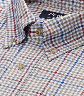 Chemise flanelle - Carreaux Kaki Rouge et Bleu - SHANTON