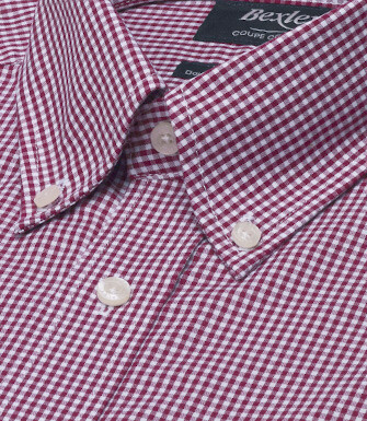 Chemise homme vichy bordeaux en popeline - JACEN
