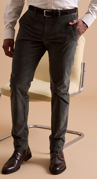 Pantalon Chino Velours Vert Foncé - KHYLER