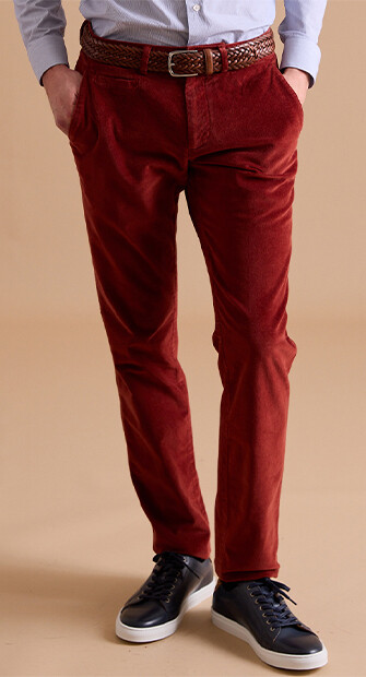 Pantalon Chino Velours Rouille - KINSLEY
