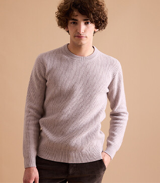 Pull laine Col rond homme Gris chine clair - COLTAN