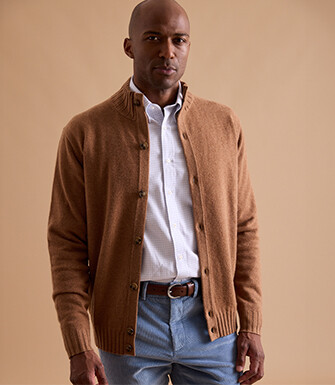 Gilet Col Montant Boutonné Noisette Chiné - KIMSEY