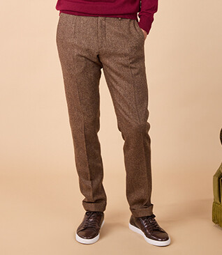 Pantalon habillé homme Chevron Marron - LAURIAN