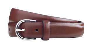 Ceinture pour homme en cuir Cognac Patiné - SANDGATE SILVER