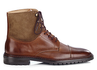 Derby boots homme - Cognac Patiné et Taupe - IRVING II GOMME