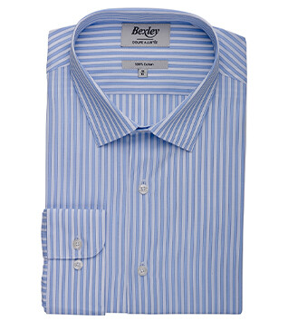 Chemise à rayures Bleu ciel et blanc - Col français - LEONDRE