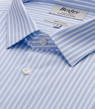 Chemise à rayures Bleu ciel et blanc - Col français - LEONDRE