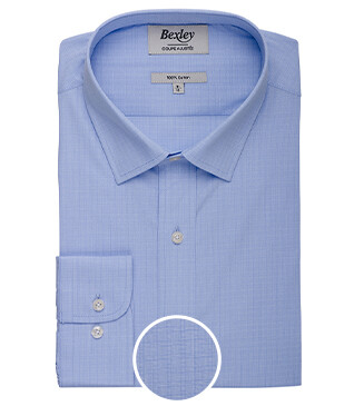 Chemise popeline  à carreaux Bleu Et Blanc - MARCILIEN