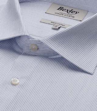 Chemise homme à rayures Blanc et Navy - SANTINO