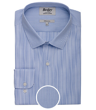 Chemise Bleu ciel et blanc en coton - Col français - ANDRIEN CLASSIC