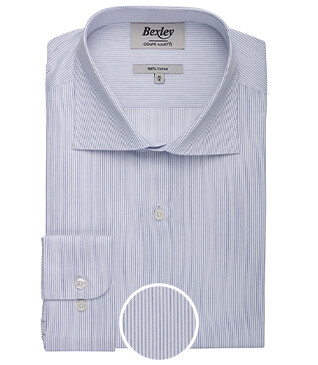 Chemise popeline rayée Blanc Navy et Bleu - CLAIREMONT