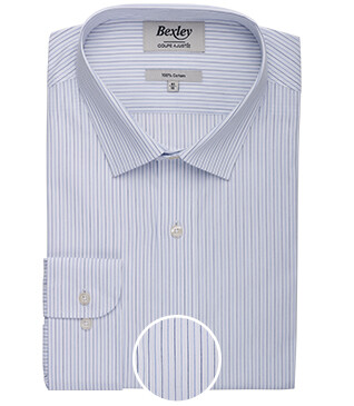 Chemise popeline rayée Blanc Navy et Bleu - CLAIREMONT