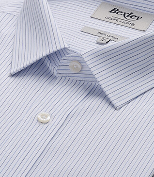 Chemise popeline rayée Blanc Navy et Bleu - CLAIREMONT