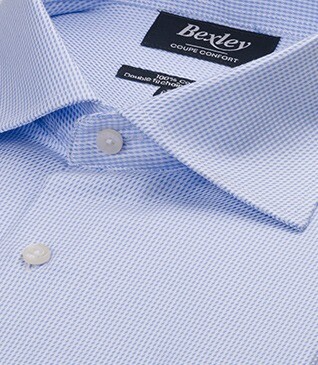 Chemise bleu clair et blanc en tissu texturé - SAVINO