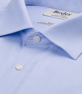 Chemise bleu clair et blanc en tissu texturé - SAVINO