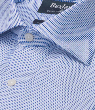 Chemise homme bleu océan à micro-motif - SAVINO