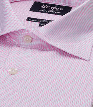 Chemise Texturé Homme - Rayures Rose Clair Et Blanc - SAVINO