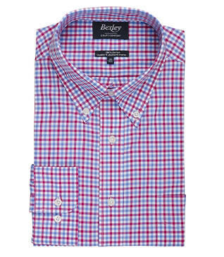 Chemise Homme coton carreaux blancs, bleue, rose   - CULLEN