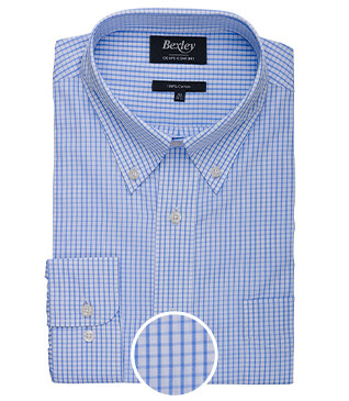 Chemise bleue carreaux Bleu Clair Et Blanc - GLENN