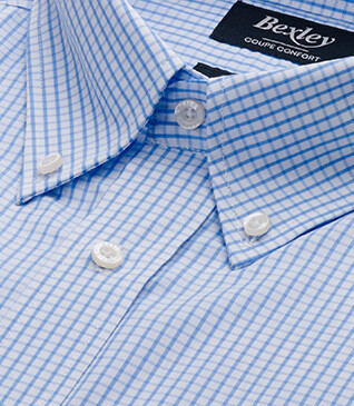 Chemise bleue carreaux Bleu Clair Et Blanc - GLENN