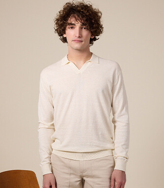 Pull homme col polo Ficelle - BRAVLIN