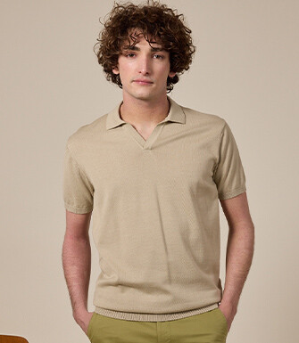 Polo habillé tricot homme sans boutons Ficelle - BRAVEN