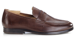 Mocassin homme Chocolat Patiné  - Semelle Gomme - DERVIO II GOMME