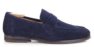 Mocassin homme Velours Marine - Semelle Gomme - DERVIO II GOMME
