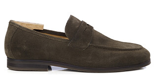Mocassin homme Velours Kaki - Semelle Gomme - DERVIO II GOMME