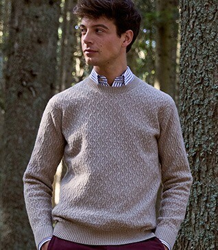 Pull col rond à torsade - Taupe Chiné - CONLEY