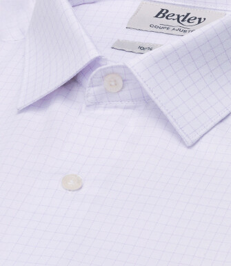 Chemise homme à carreaux parmes et blancs - DORIMOND CLASSIC