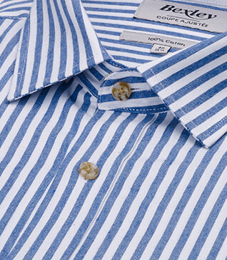 Chemise flanelle Homme - Rayures Ecru et Bleu - SIMION II