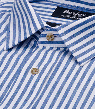 Chemise flanelle - Rayures Ecru et Bleu - SIMILIEN