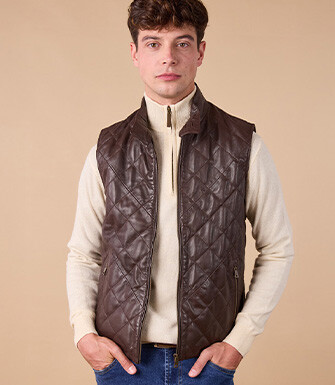 Blouson en cuir Chocolat homme - NICKELSON