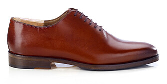 Richelieu homme Cognac Patiné  - semelle cuir avec patin - CARNEGIE PATIN