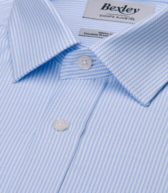 Chemise à rayures pour homme - Bleu Clair Et Blanc - DAMELIN