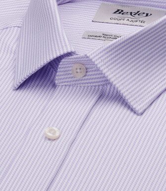 Chemise homme à fines rayures parme et blanc - DAMELIN