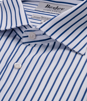 Chemise blanche à fines rayures bleues - DAVIDE CLASSIC