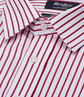 Chemise Blanc et Rouge - Tissu Fil à fil - MILFRED