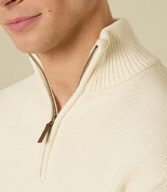 Pull col zippé en coton épais - Ecru - VALDRIK