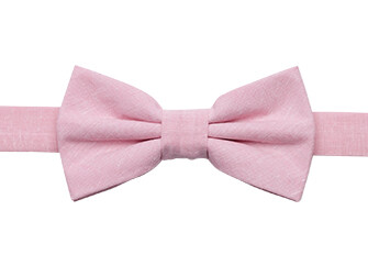 Nœud Papillon en Chambray Rose Coton et Lin
