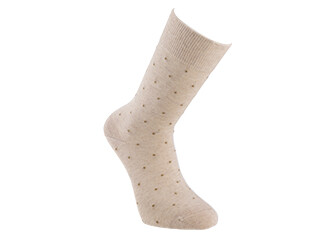 Chaussettes en coton à motif - Beige chiné et camel