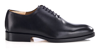 Richelieu homme noir en veau patiné à la main - BARTER PATIN