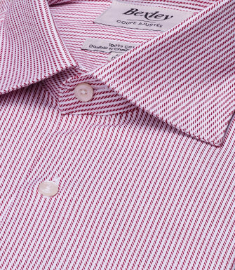 Chemise homme à rayures bordeaux en twill - DINO