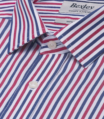Chemise homme rayée rouge et bleue - MÉRILDE