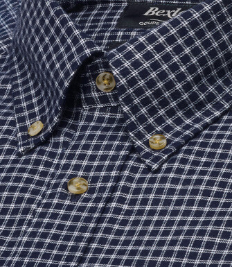 Chemise homme flanelle à carreaux navy et blancs - RODSAY